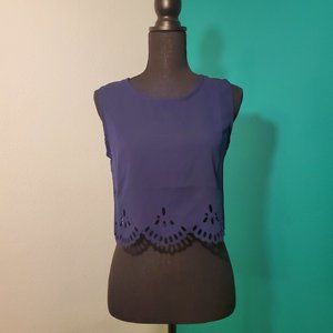 Zaful Navy Scalloped Blouse